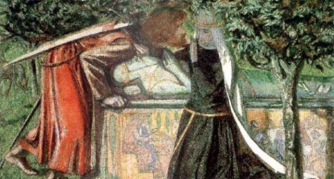 Lancelot und Guinevere am Grab Artus'