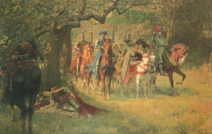 Wie die vier Feenkönigin Lancelot schlafend fanden