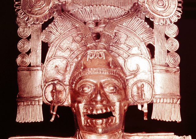 Antlitz des Mictlantecuhtli, aztekischer Gott des Todes