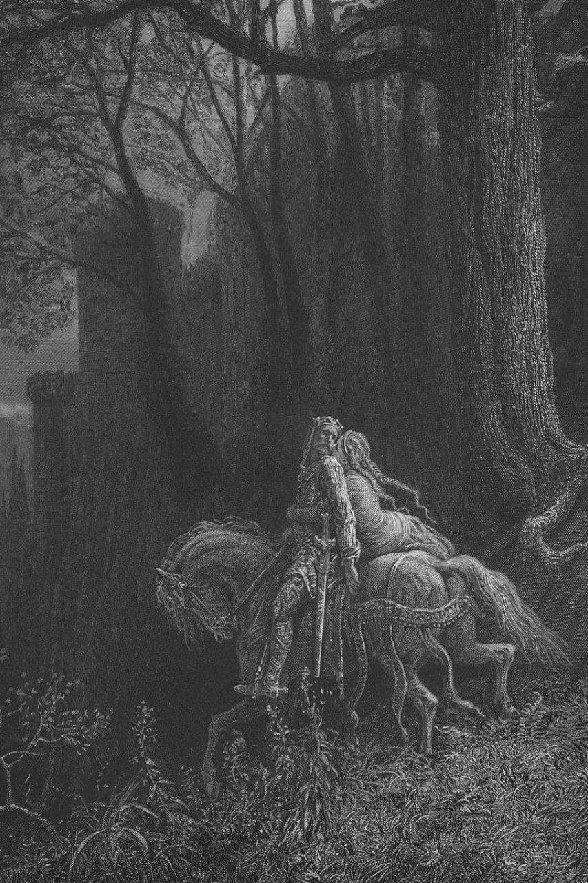 Medb mit König Conchobar mac Nessa auf einem Pferd