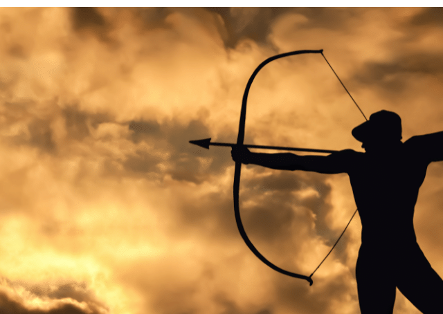 Silhouette eines Mannes als Hou Yi