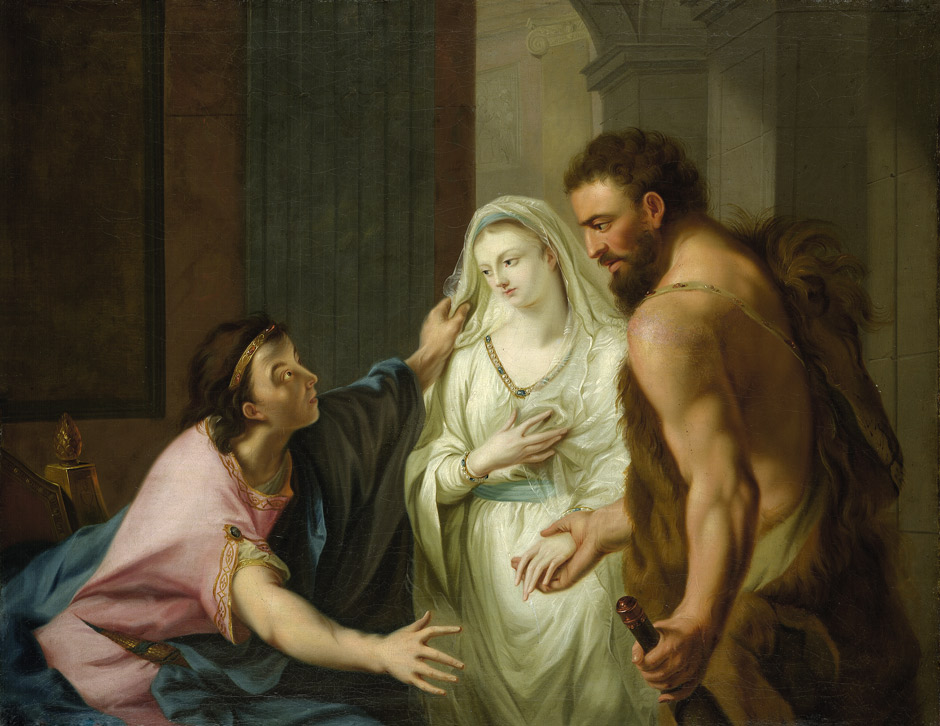 Hercules mit Megara und ihren Kindern in einem klassischen Gemälde