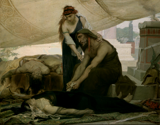 Ödipus und seine Familie - Ein Gemälde, das die tragische Familie des Ödipus darstellt