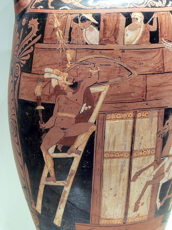 Eine Vase, die Sieben gegen Theben darstellt
