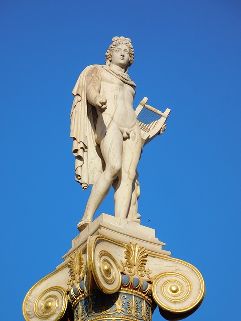 Marble statue of Apollo, the Greek god of music, light, and prophecy