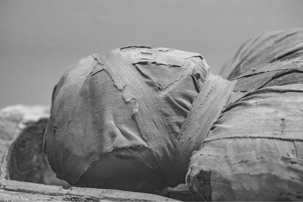 Egyptian mummy head close up detail