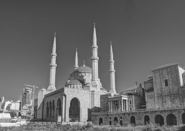 Exterior view of Mohammad Al Amin mosque in Beirut Lebanon