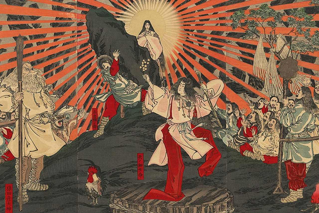 Amaterasu - Japanische Sonnengöttin, die aus der Höhle tritt