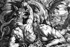 Dying Beowulf and dragon - the conclusion of the epic