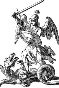 Beowulf defeating the dragon in battle