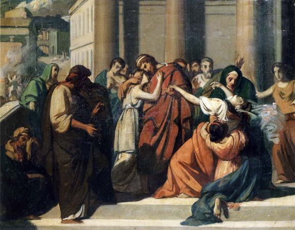 Oedipus the King realizing the terrible truth about his identity