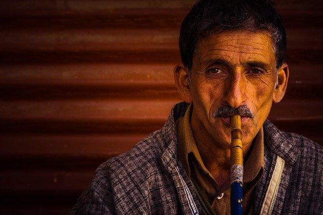 Libyan man smoking hookah