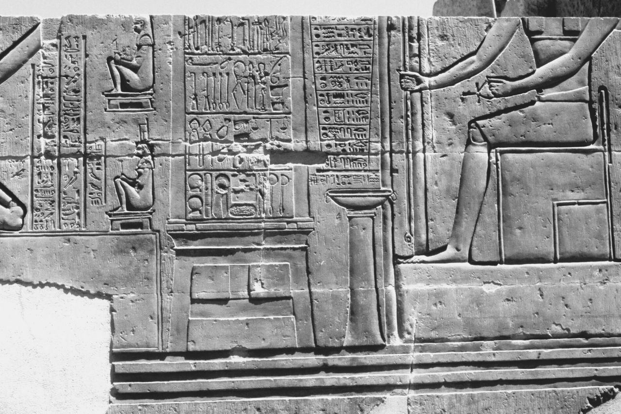 Restored wall depicting ancient Imhotep