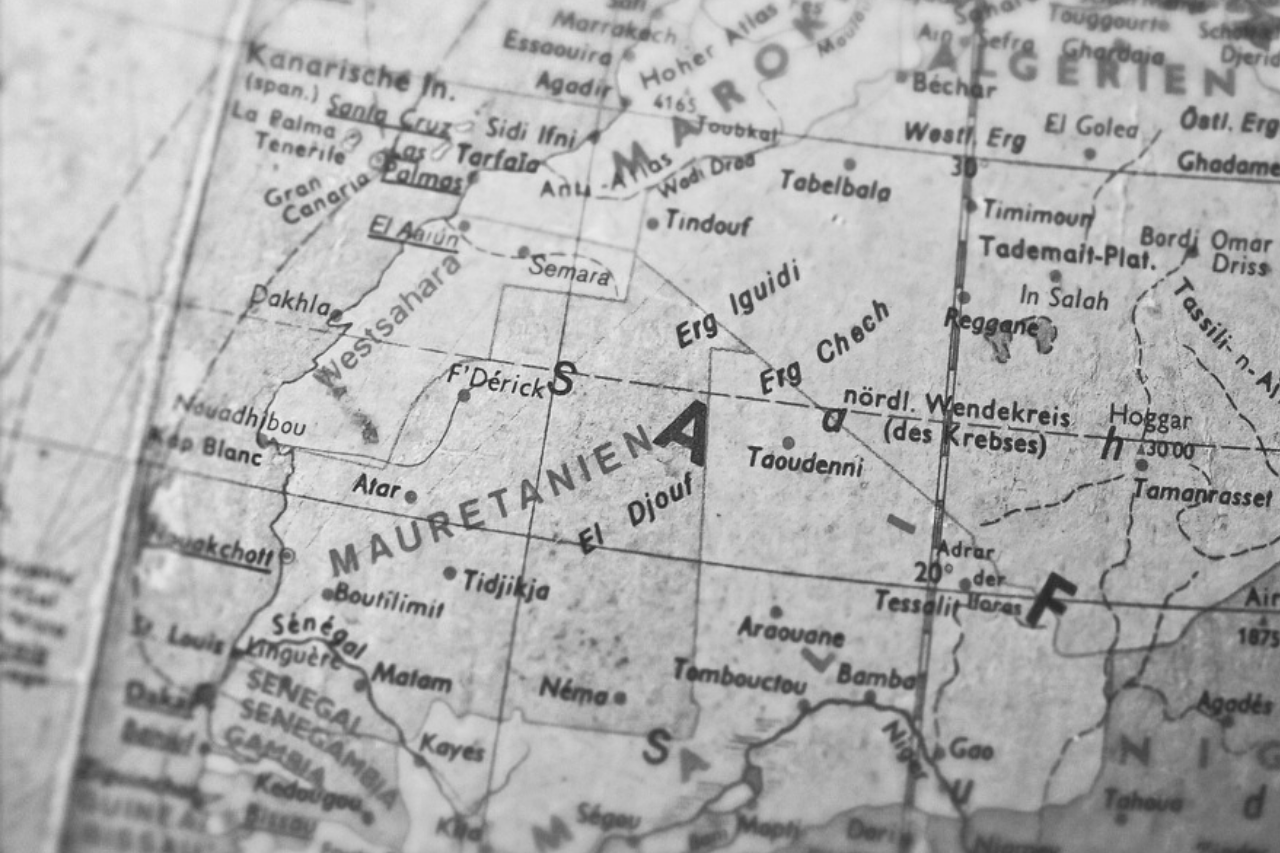 Die Stadt Nouadhibou auf einer Karte Afrikas