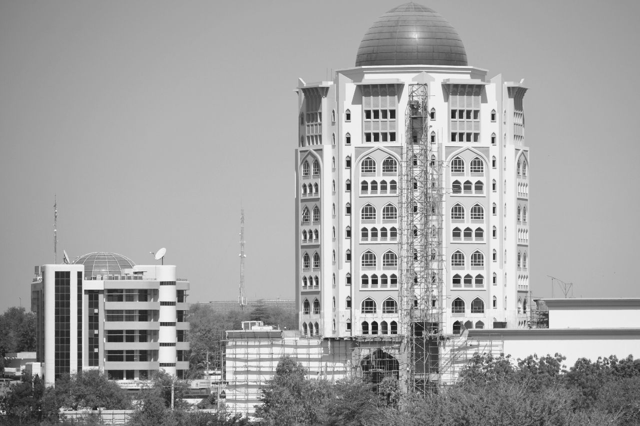 Waqf tower and the smaller Euro World building Niamey Niger