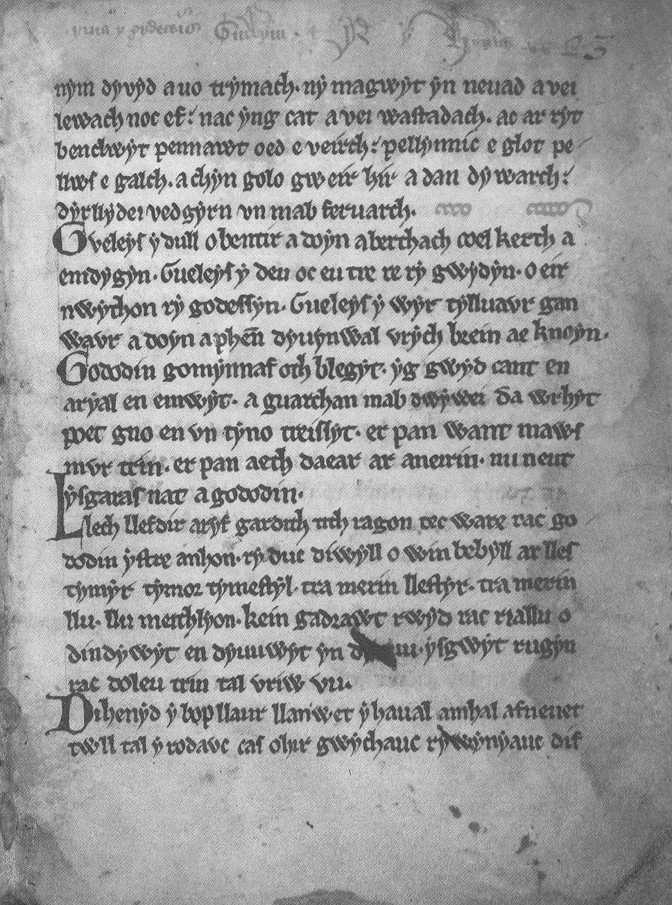 Folio aus <i>Y Gododdin</i>, enthalten im <i>Book of Aneirin</i>